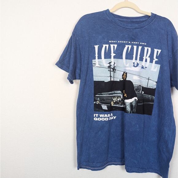Ice Cube Officially Licensed Blue Tie Dye Graphic HipHop Band Tee - Picture 3 of 6